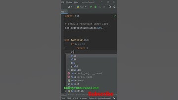 Change Recursion Limit || Factorial || Recursion || Python Programing || Tutorial || Code Short