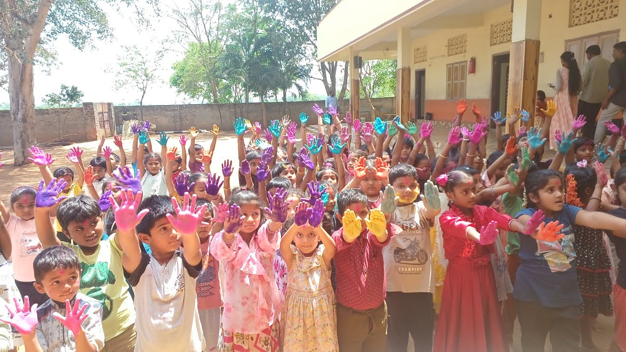 How we celebrated Holi @Thrividha, Thrividha E.M High School, Konerupeta-Nuzvid