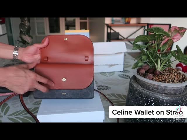 Celine Triomphe Canvas Lambskin Wallet On Strap Tan – STYLISHTOP