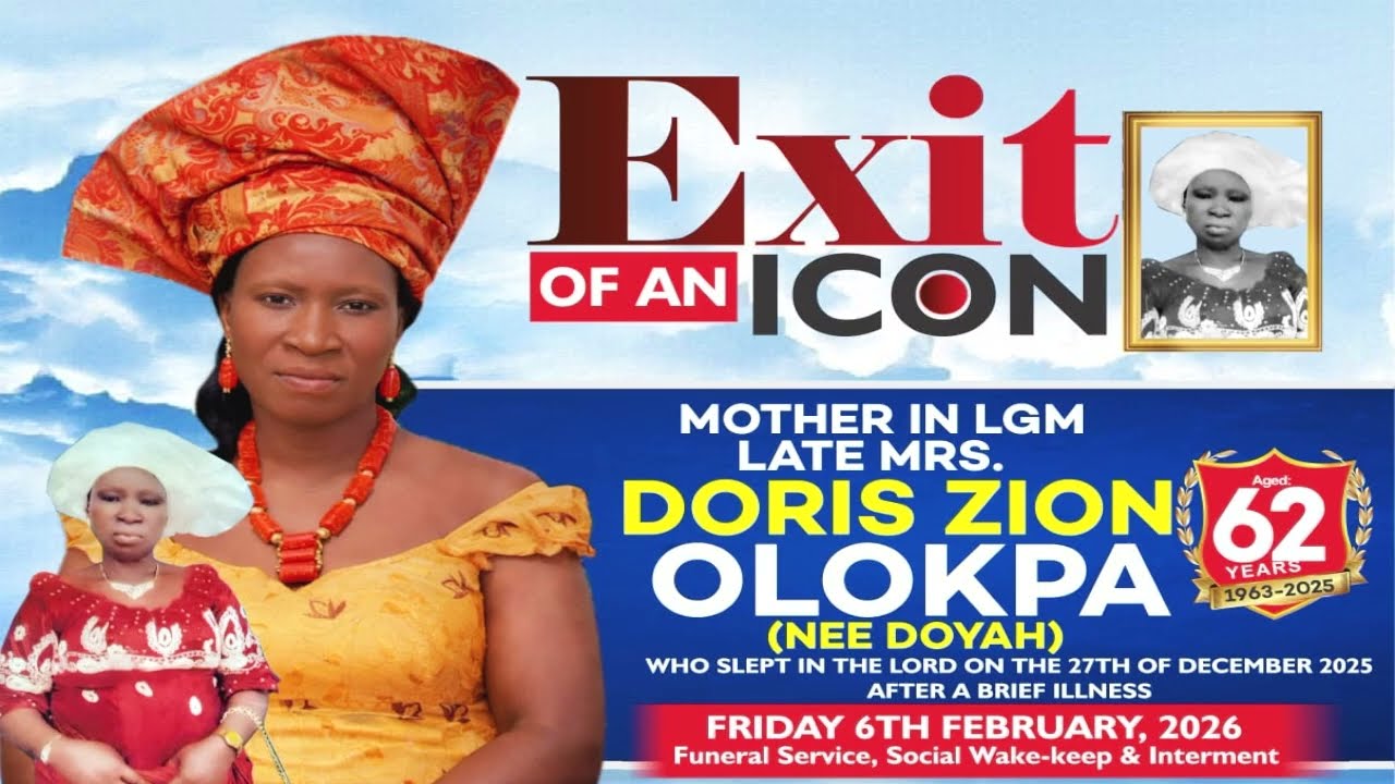Service of Songs of Late Mrs Doris Zion Olokpa (Nee Doyah). Aged; 62 years