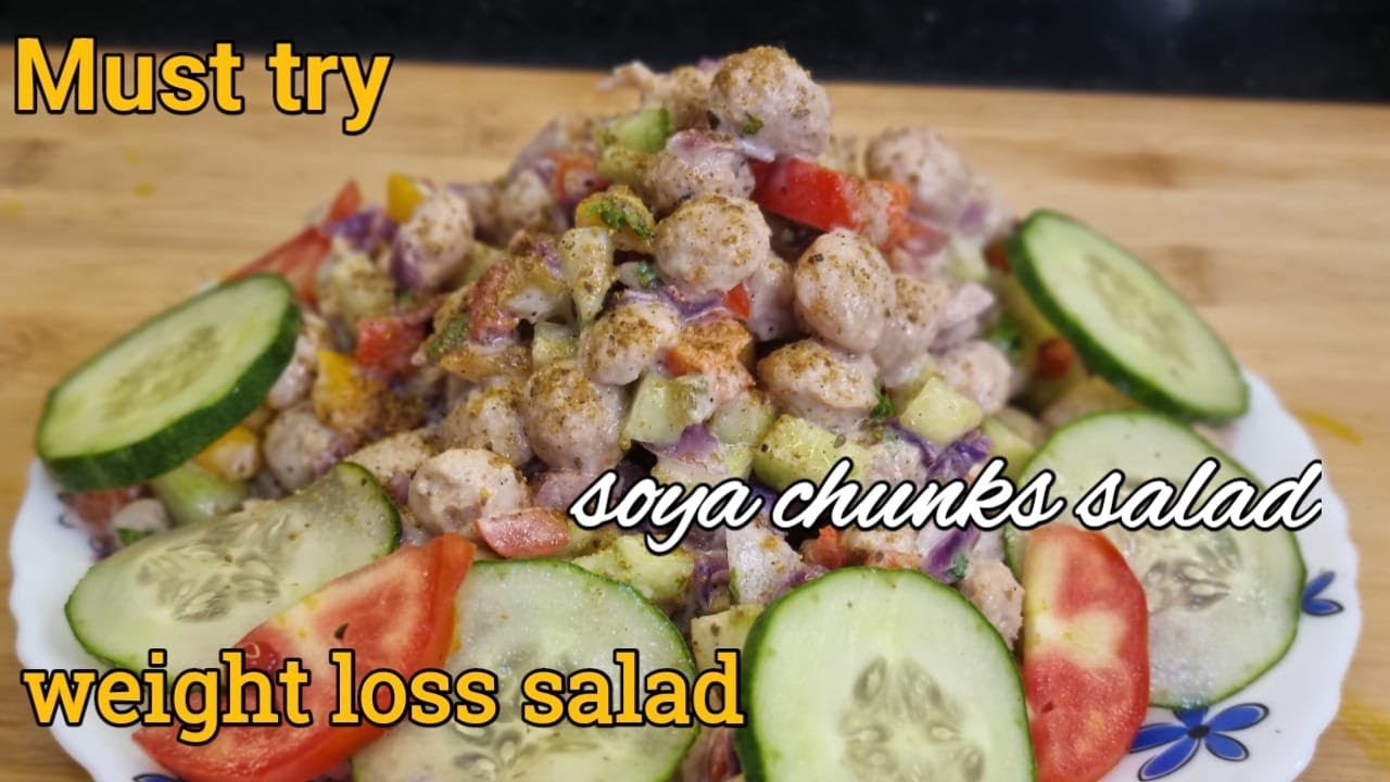 salad recipe l soya chunk salad l weight loss recipe l food queen megha I high protein salad recipe