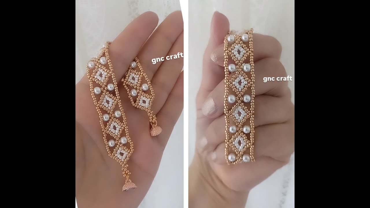 İNCİ VE BONCUKLA ŞIK BİLEKLİK YAPIMI  MAKING A STYLISH BRACELET WITH PEARLS AND BEADS