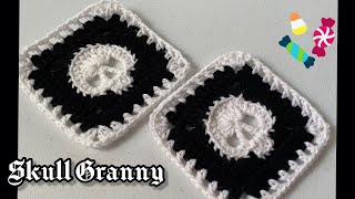 Crochet Skull Granny Square Tutorial | Step-by-step