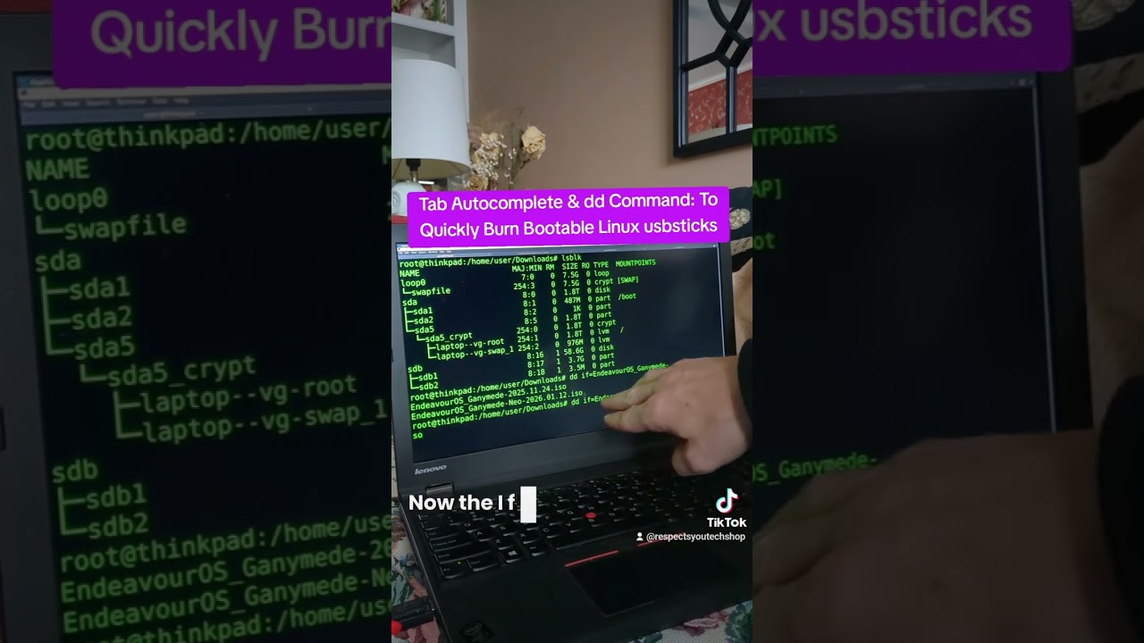 Burn Linux USBstick Quick w/dd Command & Tab Autocomplete