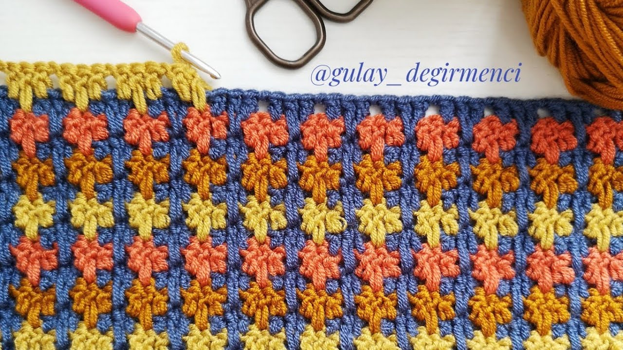 Tığ işi kazayağı yapımı /Basit battaniye modeli /Crochet Larksfoot Stitch