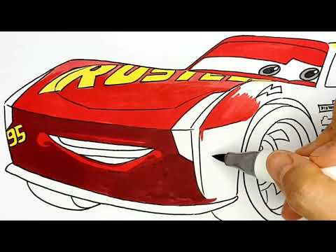 CARS 3 JACKSON STORM Dressed in Lightning McQueen's Wrap . Drawing and Coloring Pages | Tim Tim TV