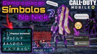 COMO COLOCAR SÍMBOLOS, ESPAÇO INVISÍVEL NO NOME/NICK NO CALL OF DUTY MOBILE🔥👉🏻・এঐѻƑんƤȺѦɅのƛメ乂ツ乡ꪖ么+ screenshot 1