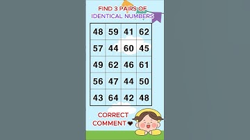 Find 3 pairs of identical numbers /Dementia Prevention Quizzes/Dementia Tests.228