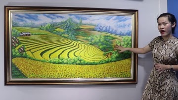 Tranh ruộng bậc thang  vẽ sơn dầu Amia TSD428| Tranh sơn dầu giá rẻ| Furnibuy.com