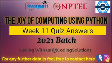 The Joy Of Computing Using Python | Week 11 Answers 2021 | NPTEL ||