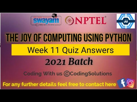 The Joy Of Computing Using Python | Week 11 Answers 2021 | NPTEL ||
