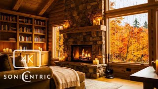 Rainy Autumn Ambience with Peaceful Jazz | 4K Relaxing Classroom Visual | Produced by SoniCentric
