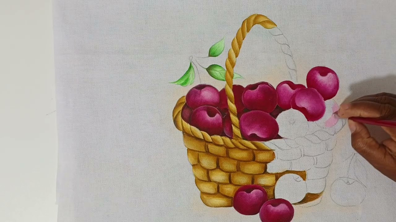 Como pintar cerejas na cesta !!! 