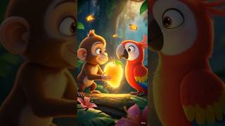 #monkeybusiness #littlemonkey 🐵 The Monkey Saved His Best Friend! 🦜 | Emotional JungleStory😢 #shorts