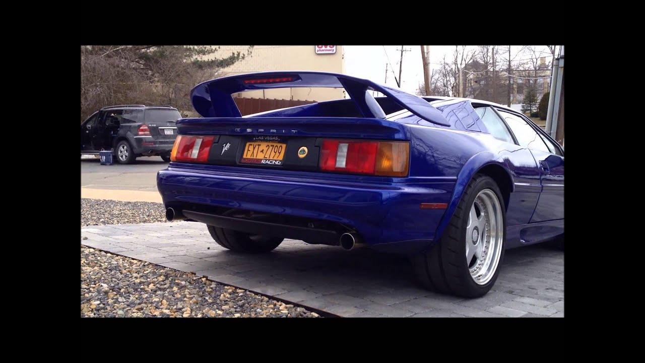 Azure blue Lotus Esprit V8 twin turbo startup exhaust sound