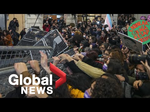 Turkish police clash with demonstrators as thousands protest violence against women