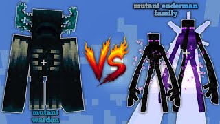 mutant warden VS mutant enderman family #minecraft