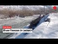 Freezing temperatures in ladakh river at drass in kargil freezes