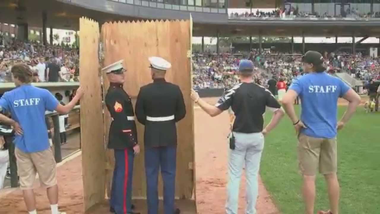 Two Marines Surprise Their Mothers During Saints Game
