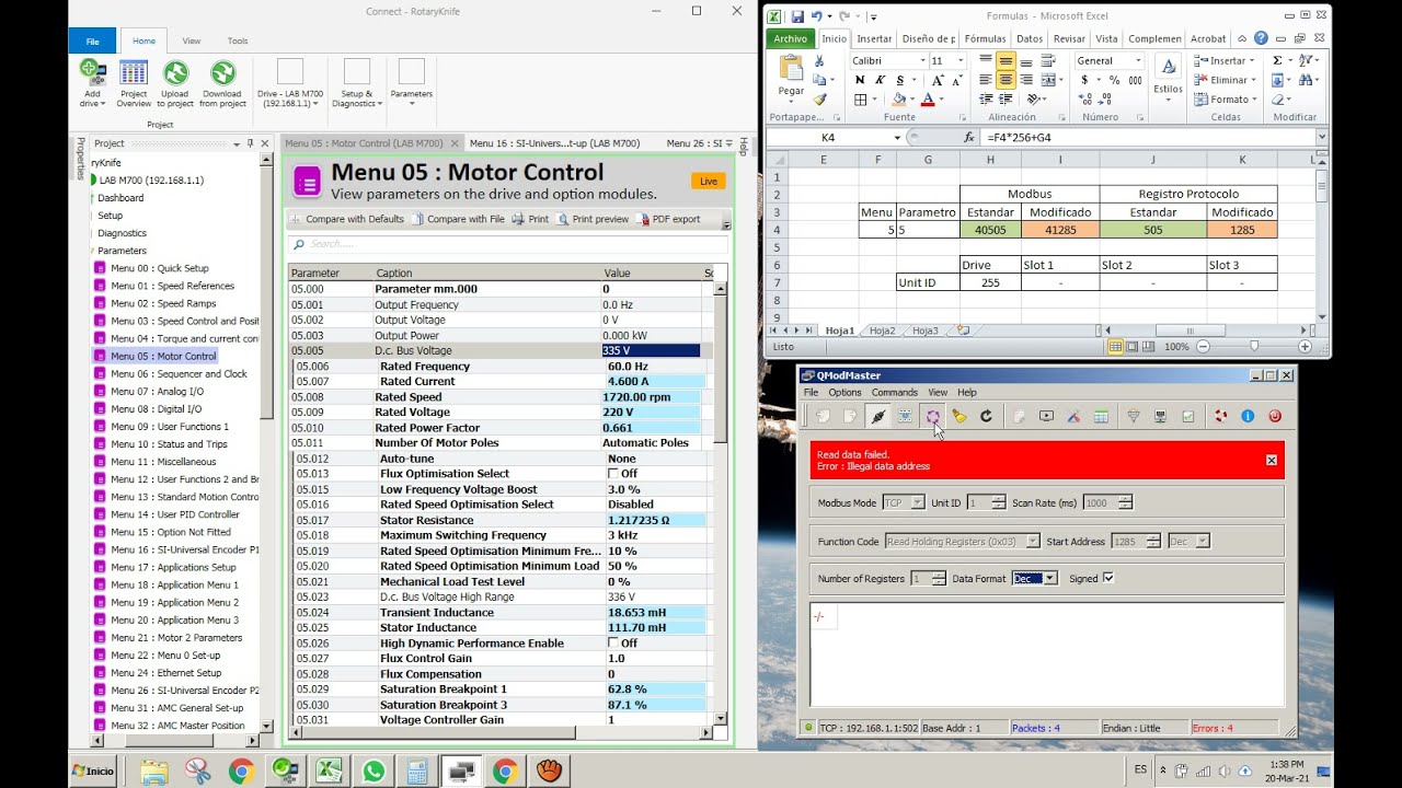QModMaster | M700 ControlTechniques por TCP/IP | Connect Software
