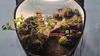 Cách làm tiểu cảnh trong chum - how to make miniature landscape #waterfall  #miniature #landscape