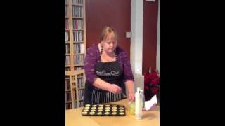 Pampered Chef delux Mini Muffin Pan being used for mini lem