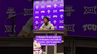 JoJo Earle walks you through the trick play with Savion Williams. #TCU #gofrogs