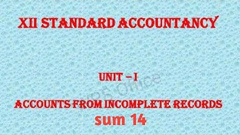 Credit purchase | Accounts from Incomplete Records