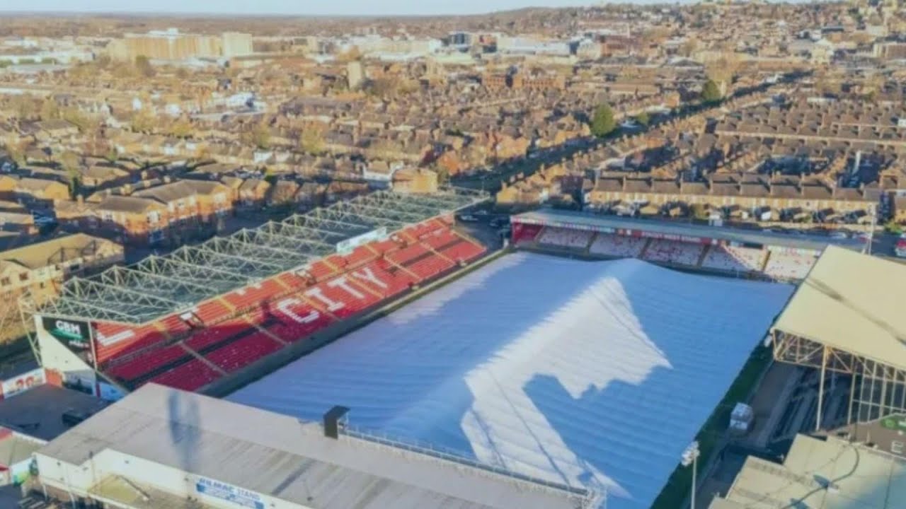 EFL forced to step in as 11,000-capacity stadium’s pitch is covered by giant TENT
