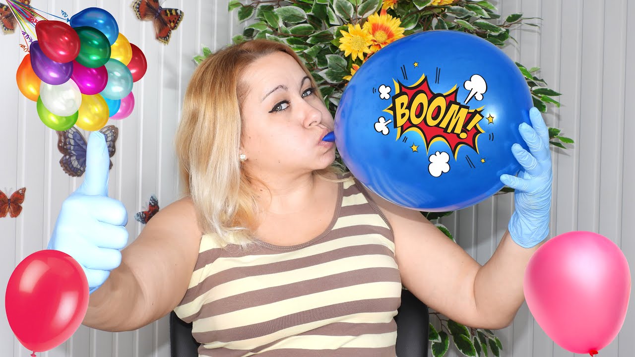 Blowing Up Latex Balloons Blue Gloves YouTube