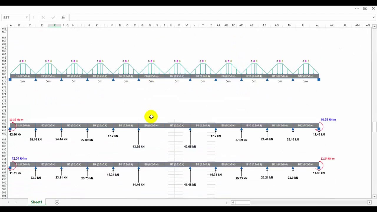 Excel VBA for Engineer 1.Analysis Continuos beam Part 01 - YouTube