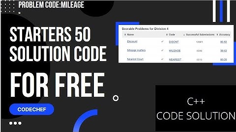 MILEAGE SOLUTION || STARTERS 50 || CODECHEF SOLUTION CODE || CPP || PROBLEMCODE :-MILEAGE
