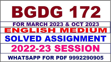 bgdg 172 solved assignment 2022-23 in english | bgdg 172 solved assignment 2022-23 | bgdg 172 2023