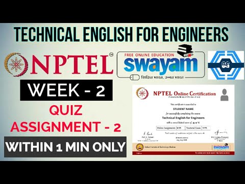 Technical English for Enginners - NPTEL || WEEK 2 ASSIGNMENT SOLUTION ||