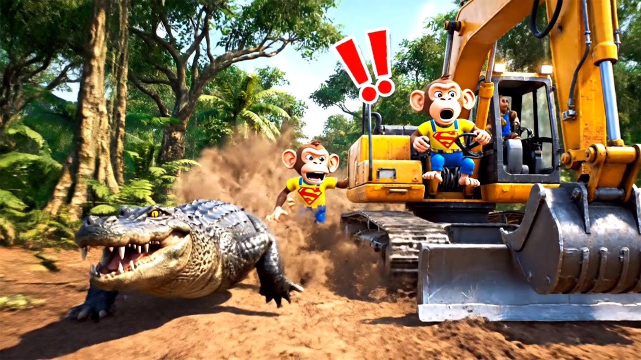 The clever monkey traps the ferocious crocodile 