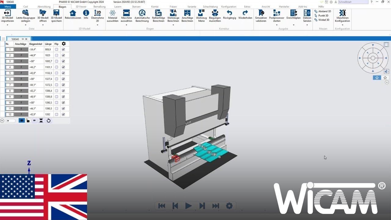 PNBend | Generate and process LVD bending programmes in PN4000 • wicam.com