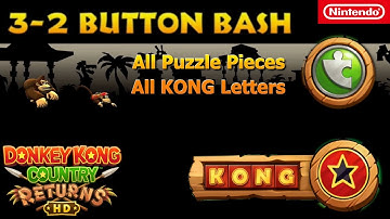 3-2 Button Bash 100% | Ruins All Puzzle Pieces KONG letters | Donkey Kong Country Returns HD