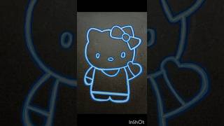Drawing Hello Kitty 🐱 with posca markers! neon effect #shorts #fyp #artwork #hellokitty|Yusra Arts