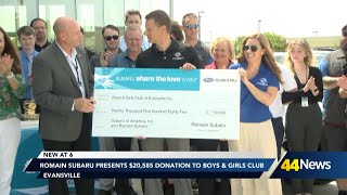 Romain Subaru presents $20,585 donation to Boys & Girls Club of Evansville