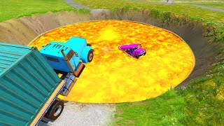 Cars vs Giant Crater  BeamNG.Drive