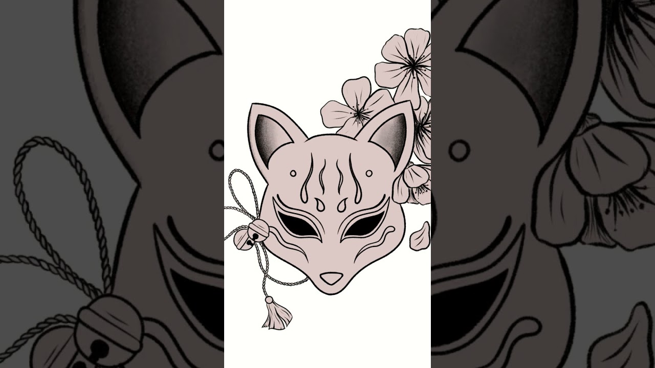 My latest tattoo motiv drawing timelapse 🦊🌸