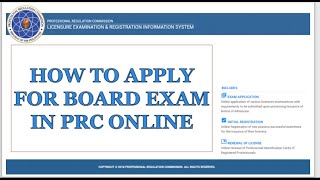 HOW TO APPLY FOR BOARD EXAM IN PRC ONLINE