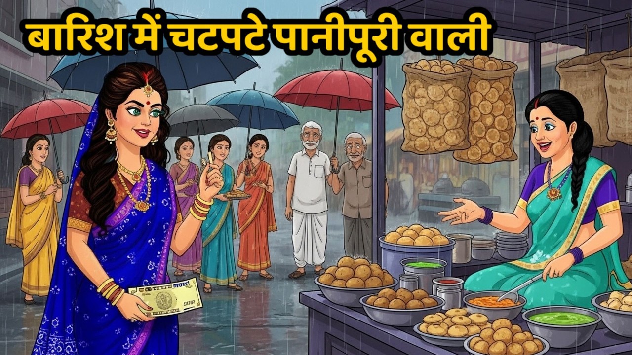 बारिश में चटपटे पानीपूरी वाली | Hindi Kahani | Saas Bahu Stories | Moral Stories in Hindi | Khani