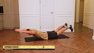Superman Exercise with Tribe Lifting Fabric Resistance Bands for Back, Glutes, Shoulders, and Core