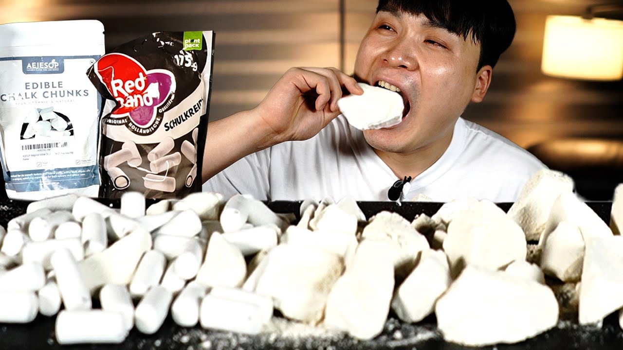 식용분필 오랜만에 다시 먹어보겠습니다! Edible chalk, ice cream,