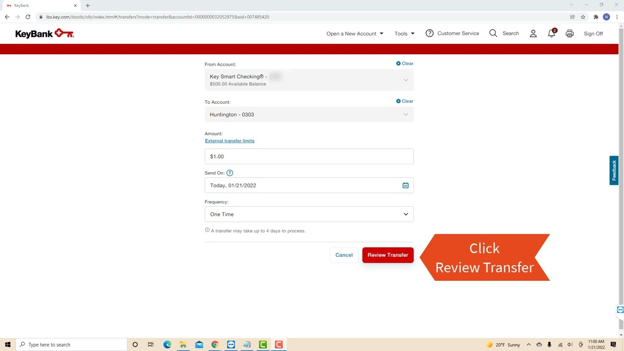 How to Transfer Money from KeyBank to an External Bank Account