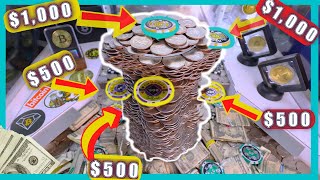 I got in trouble for Winning all This Money like This! High Limit Coin Pusher *ASMR*