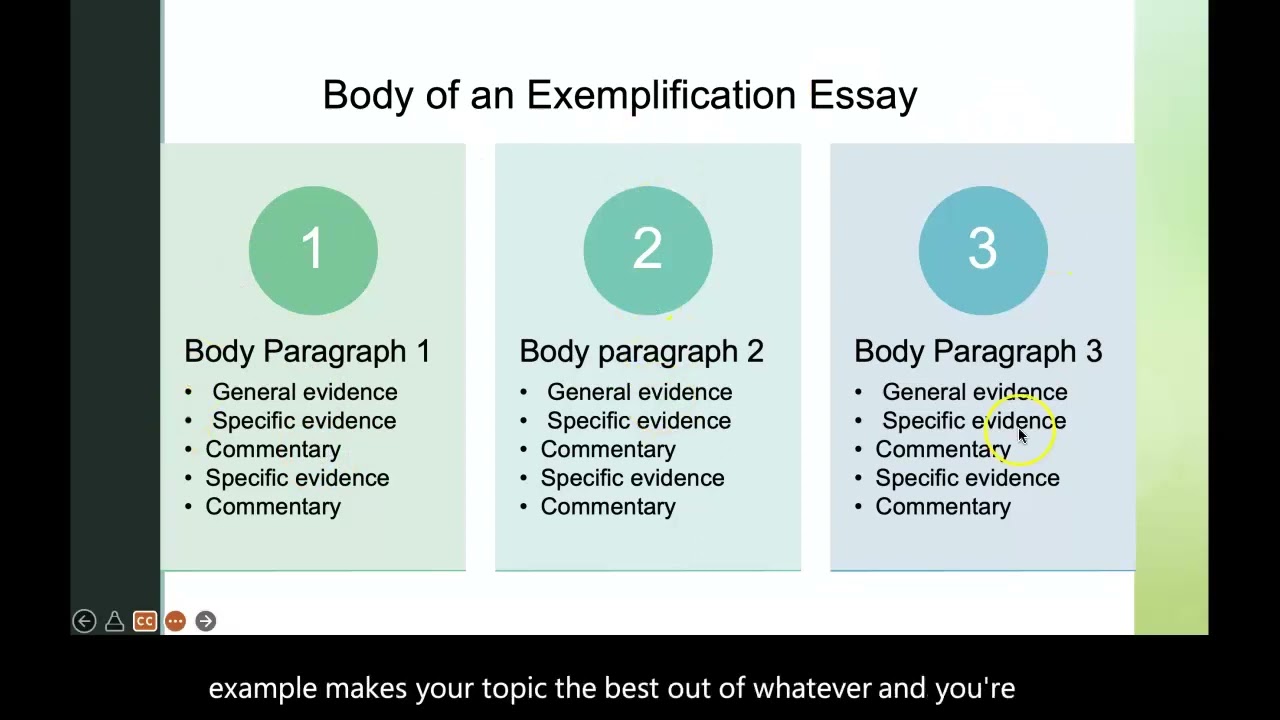 exemplification essay youtube