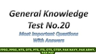 General Knowledge Test No.20 for all tests preparation by Knowledge for all  2 views 12 days ago 5 minutes, 23 seconds