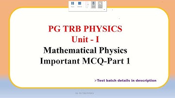 PG TRB PHYSICS Mathematical Physics Important MCQ Part 1